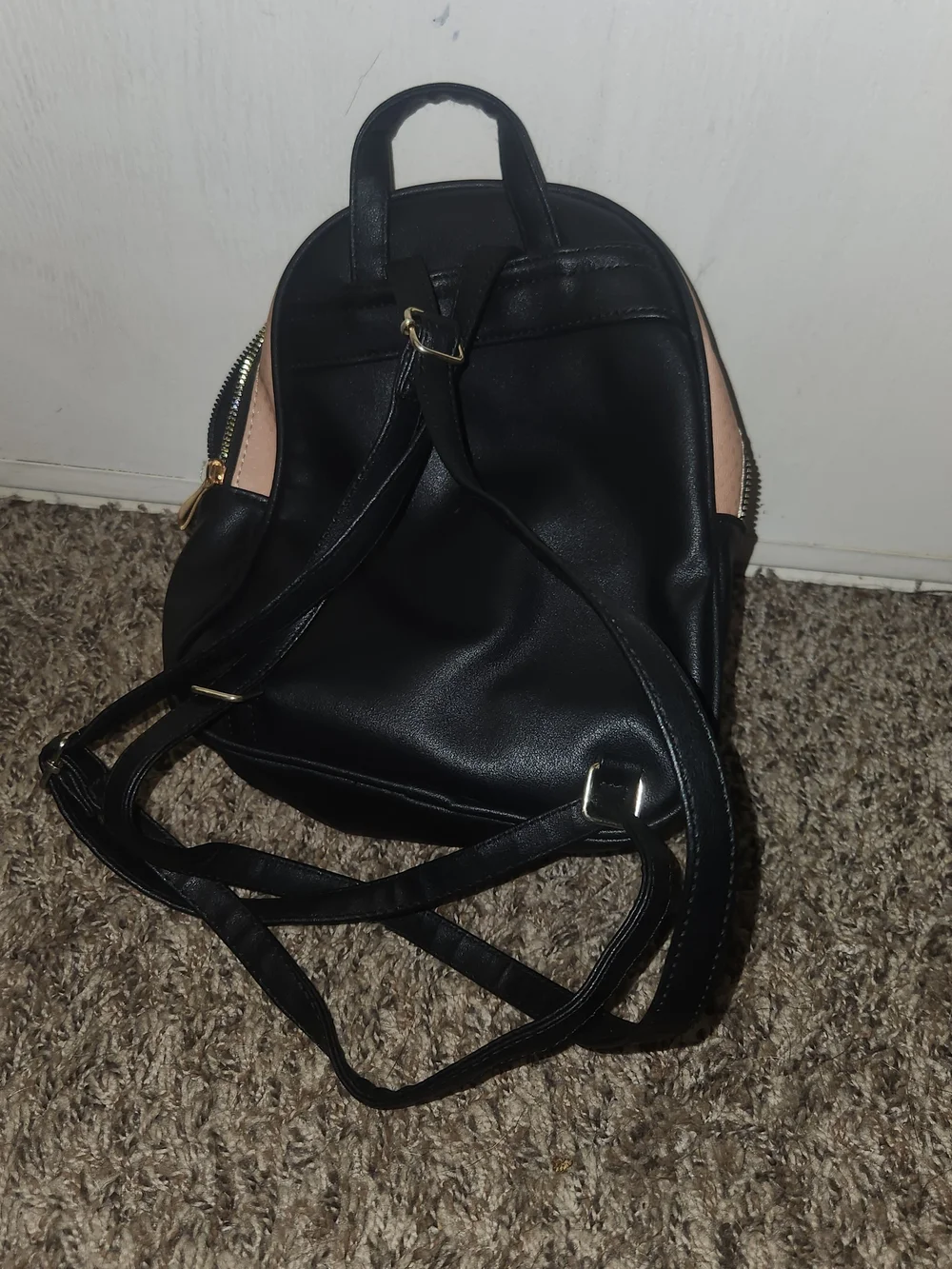 Stylish Pink and Black Striped Mini Backpack